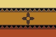 an image of a native american pattern with the sun in the center and mountains behind it