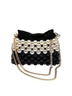 * Luxury Pearl and Black Bead Bag * If we were to give you a pearl of wisdom, it would be to never go anywhere without this bag. * Decorated with faux-pearl beads from top to bottom. Slip it on with any ensemble, and your only competition will be the disco ball. * This 'Queen' of a bag is the perfect conversation starter for wedding/ formal event guests, and is versatile enough to bring to casual brunch the next day, also     perfect for the bride/hen-party. * Special design, 100% handmade. * Th Pearl Evening Bag With Pearl Handle, Pearl White Beaded Shoulder Bag For Party, Evening Pearl Embellished Bag, Pearl White Pearl Evening Bag, Pearl Beaded Evening Bag For Formal Occasions, Pearl Embellished Evening Bag For Party, Formal Beaded Pearl Evening Bag, Embellished Pearl Evening Bag, Pearl White Beaded Clutch For Evening