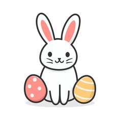 a rabbit sitting next to an easter egg