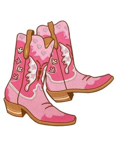 Pink Cowgirl Boots Large Back Patch-Wildflower + Co.-Strange Ways Pink Cowgirl Boot Art, Cowgirl Boots Clipart, Pink Embroidered Round Toe Boots, Hearts Butterflies, Quilted Shoes, Boho Crafts, Pink Cowgirl Boots, Patch Ideas, Princess Vibes