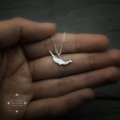 Tiny  silver narwhal necklace, minimalist whale #jewelry #necklace @EtsyMktgTool #narwhalnecklace #tinynecklace #delicatenecklace Ocean-inspired Adjustable Necklace As A Gift, Adjustable Silver Necklace With Ocean-inspired Style, Flying Sparrow, Adjustable Silver Ocean-inspired Necklace, Swallow Necklace, Whale Pendant Necklace, Ocean-inspired Silver Sterling Charm Necklaces, Whale Jewelry, Traditional Rings