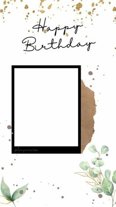 a birthday card with the words happy birthday written in black and gold foil on it