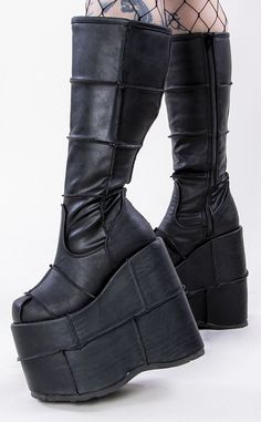 STACK-301 Black Vegan Leather Platform Boots (Au Stock)-Demonia-Tragic Beautiful Chunky Platform Boots Outfit, Platform Boots Outfit, Demonia Platforms, Demonia Boots, Leather Platform Boots, Demonia Shoes, Platform Boots Chunky, Gothic Shoes, Black Platform Boots