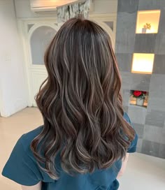 Dark Brown Hair With Ice Blonde Highlights, Dark Brown Hair With Subtle Highlights, Asian Hair Highlights, Hair Color Mahogany, Ash Brown Hair Color, Black Hair Balayage, Ash Hair Color, Beauty Hair Color, Brown Hair Inspo
