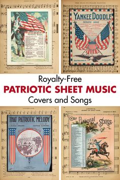 patriotic sheet music covers and songs with the words royal - free patriotic sheet music covers and songs