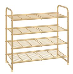 Simple Trending 4-Tier Stackable Shoe Rack, Expandable & Adjustable Shoe Organizer Storage Shelf, Wire Grid, Golden Yellow Best Shoe Rack, 3 Tier Shoe Rack, Modern Shoe Rack, Small Closet Space, Metal Shoe Rack, Stackable Shoe Rack, Shoe Rack Entryway, Adjustable Shoes, Narrow Shoes