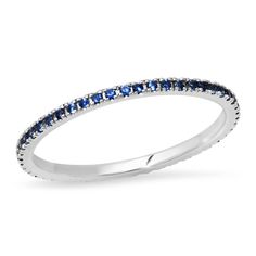 14K White Gold Blue Sapphire Eternity Band Blue Sapphire Eternity Band, Eternity Band Stack, Sapphire Eternity Band, Diamond Stacks, Gold Ear Cuff, Ear Cuff Earings, Jewelry Blue, Diamonds And Gold, Bracelet Collection