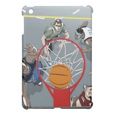 an ipad case with cartoon basketball players on it