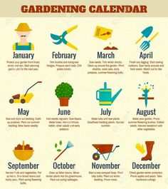 an image of gardening calendar with different things to do in the garden and how to use it