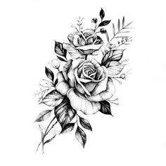 a black and white rose tattoo design