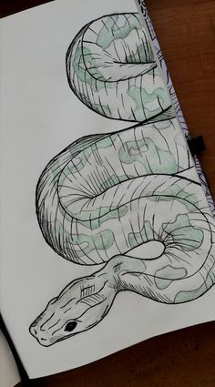 a drawing of a snake on a piece of paper