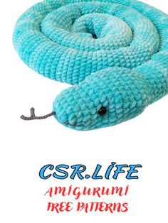 an image of a blue snake with the caption csrl life amigurmi free patterns