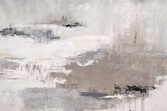 an abstract painting with white and grey colors