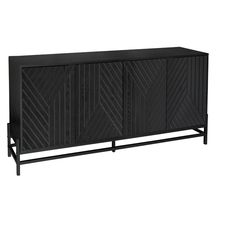 a black sideboard with geometric designs on it