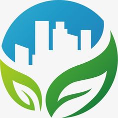 a green leaf with the city in the background logo design, transparent png files