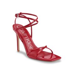 Calvin Klein Open Heel Evening Sandals, Calvin Klein Party Sandals Synthetic, Calvin Klein Block Heel Synthetic Sandals, Calvin Klein Synthetic High Heel Sandals, Calvin Klein 4-inch Heel Synthetic Heels, Prom 2023, Calvin Klein Shoes, Calvin Klein Red, Red Heels