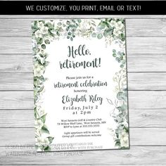 an elegant floral wedding card with greenery on it