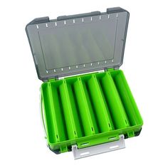 an open green tool box on a white background