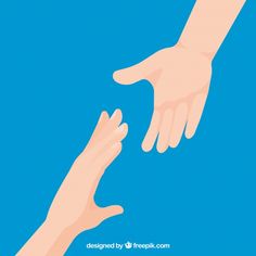 two hands reaching for each other in front of a blue background with text that reads, you can't stop believing