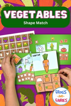 vegetables shape matching game for kids to learn shapes and numbers with pictures on the board