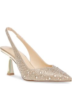 Betsey Johnson Clark Slingback Pointed Toe Pump (Women) | Nordstrom Glamorous Low Heel Slingback Pumps For Evening, Glamorous Low Heel Slingback Pumps For Formal Occasions, Glamorous Slingback Pumps With Heel Strap, Glamorous Low Heel Slingback Pumps For Gala, Glamorous Embellished Gold Slingback Pumps, Glamorous Gold Embellished Slingback Pumps, Glamorous Pointed Toe Slingback Pumps For Formal Occasions, Glamorous Slingback Pumps With 4-inch Heel, Formal Rhinestone Slingback Pumps With Pointed Toe