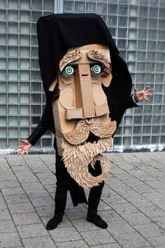 a man in a costume made out of cardboard