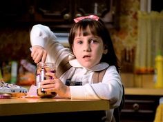 Matilda Aesthetic Movie, Matilda Movie Aesthetic, Matilda Cake Scene, Matilda Wormwood, Retro Kids Clothes, Matilda Movie Scenes, Matilda Movie, Matilda Behind The Scenes, Mara Wilson