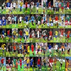 a collage of soccer players in different uniforms and numbers on the same team uniform
