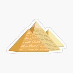 the three pyramids sticker is shown in yellow and brown colors, on a white background