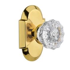 an image of a golden door handle with crystal knob