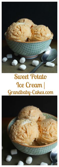 sweet potato ice cream in a bowl with spoons