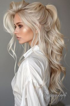 Prom Hairstyle Ideas, Platinum Pixie Cut, Unusual Hair Colors, Hair Pale Skin, Prom Hairstyle, Dramatic Hair, Edgy Pixie Cuts, Romantic Curls, Romantic Updo