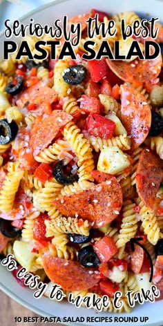 the pasta salad is ready to be eaten in less than 10 minutes and it's delicious