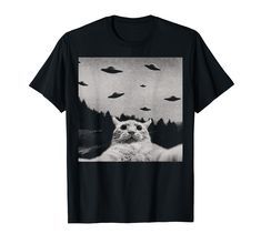 PRICES MAY VARY. This funny cat selfie in front of UFOs is the perfect cat lover gift for anyone that thinks cats are aliens, that cats are weird, or that cats are funny. Looking for a funny cat meme shirt? You just found it! Lightweight, Classic fit, Double-needle sleeve and bottom hem Alien Cat, Cat Tshirts Funny, Cat Selfie, Cat T Shirt, Cat T, Pattern Drawing, Design T Shirt, Cat Shirts, Cat Tshirt