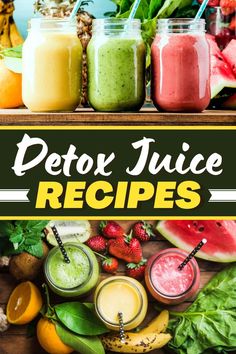 The next time you feel like you've overindulged, try these detox juice recipes! From celery to cucumber to pineapple, these juices make weight loss a little easier. Miracle Juice Recipe, Juicing Detox Recipes, Healthy Homemade Juices, Juicing Recipes For Beginners Losing Weight Healthy, Detox Juice Recipes Lose Belly, Turmeric Detox Drink, Health Juice Recipes, 5 Day Juice Cleanse, Cleanse Diet Plan