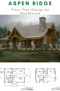 the aspenridge floor plan is shown in this image, it has three rooms and two