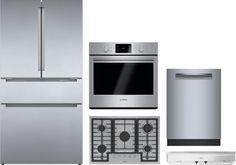 an assortment of kitchen appliances including refrigerator, stove and dishwasher