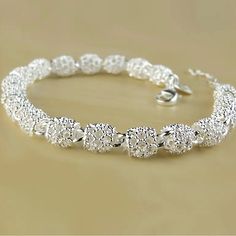 Exquisite Women's Bracelet Bride Wedding Engagement Jewelry Party Accessories Anniversary Valentine's Birthday Gift Lucky Jewelry, The Bangles, Silver Bracelets For Women, 925 Silver Bracelet, Retro Jewelry, Elegant Bracelet, Silver Chain Bracelet, Bead Charm Bracelet, Wedding Bracelet