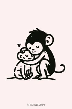 Monkey Drawing of A Monkey Grooming Another Monkey Hugging Drawing, Small Monkey, Massage Place, Monkey Tattoos