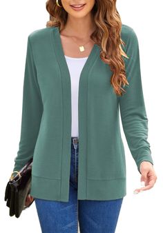 PRICES MAY VARY. Cardigan Sweater: It is made of 95% Rayon+5% Spandex material, drape nicely, not baggy. Pink cardigan for women has elasticity, super soft and comfortable, good quality Design: Thin cardigans for women lightweight, Open front cardigan for women, long sleeve knit cardigans, classic basic cardigan sweaters for women. Great for spring, summer, fall, especially perfect for transitional season Occasion: Cardigan for women lightweight very perfect for daily wear, business work, home c Trendy Cardigans, Pink Cardigan Sweater, Shrug For Dresses, Basic Cardigan, Casual Wear Women, Cardigan Sweaters, Comfy Sweaters, Cardigan Sweaters For Women, Womens Casual