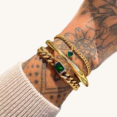 Emerald Green Bracelet Set Cool Mens Bracelets Gold, Mens Jewelry Trends 2022, Mens Mexican Jewelry, Mexican Bracelets Boy, Men Green Bracelet, Masculine Jewelry, Gold Bracelet Set, Anklet Bracelet, Diy Crafts Jewelry