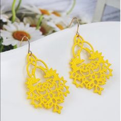 1 Pairyellow Lace Drop Earrings (Metallic) 2.2 Inch (Height) 1.2 Inch (Width) At Widest 2/$28 Or 3/$33 Pink Pierced Boho Chic New Gift Sexy Cute Beautiful Antique Bride Floral Pretty Trendy Chain Cuff Earrings Dainty Delicate Fashion Costume Elegant Casual Dressy Unique Bling Rhinestone Drop Glitter Black Gypsy Festival Wedding Bridesmaid Costume Geometric Sparkly Stud Feminine Mismatched Diamond Vacation Pink Minimalist Modern Glam Glamorous Earring Cuff Chain, Vintage Drop Earrings, Gold And Silver Rings, Yellow Earrings, Heart Drop Earrings, Yellow Lace, Jewelry Card, Dangly Earrings, Black Earrings