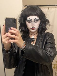 Goth Drag Makeup, Silly Makeup, Goth Drag, White Face Makeup, Goth Eye Makeup, 1920s Makeup, Punk Makeup, Makeup Portfolio, Alt Makeup