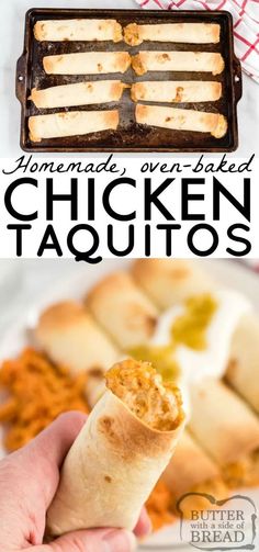 homemade oven baked chicken taquitass are the perfect appetizer for any family