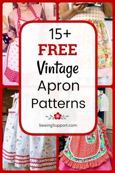 20 FREE Vintage Apron Patterns Vintage Apron Patterns, Retro Apron Patterns, Apron Styles, Easy Apron, Ruffled Apron, Vintage Apron Pattern, Apron Pattern Free, Apron Patterns, Apron Tutorial