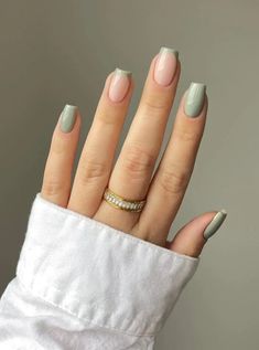 Spring French Tip Nails, spring nails, french tip nails, classy nails, classic white french tip nails, multi color pastel french tip nails, light pink french tip nails, pearlescent french tip nails, line art french tip nails, baby blue french tip nails, light green french tip nails French Tip Nails Pastel Colors, Green And White Tip Nails, Blue And Green French Nails, French Nails With Green Tips, Pale Green French Tip Nails, Square Manicure Ideas, Colored Nails With French Tip, French Tips Sage Green, White And Light Green Nails