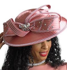 Lily and Taylor H396 1 piece HAT Color: Coral, Lavender, Mint, White Chic Pink Winter Hat, White Church Hats, Church Lady Hats, Church Suits And Hats, Ladies Dress Hats, Classy Hats, Knit Suits, Rose Hat, Women Church Suits