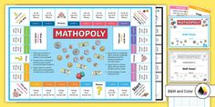 a game board with numbers and symbols for the word mathopophy on it