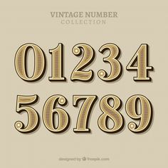 an old fashioned font and numbers set