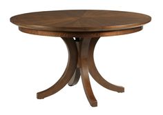 a round wooden table with two leaves on the top and one leaf at the base